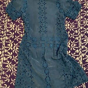 Anthropologie Blue Mini Sundress with High Neck